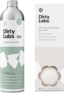 Dirty Labs | Bio-Liquid Laundry Detergent & Dryer Balls | Signature Scent | 80 Loads & 3 Dryer Balls | Hyper-Concentrated | High Efficiency & Standard Machine Washing | Nontoxic, Biodegradable