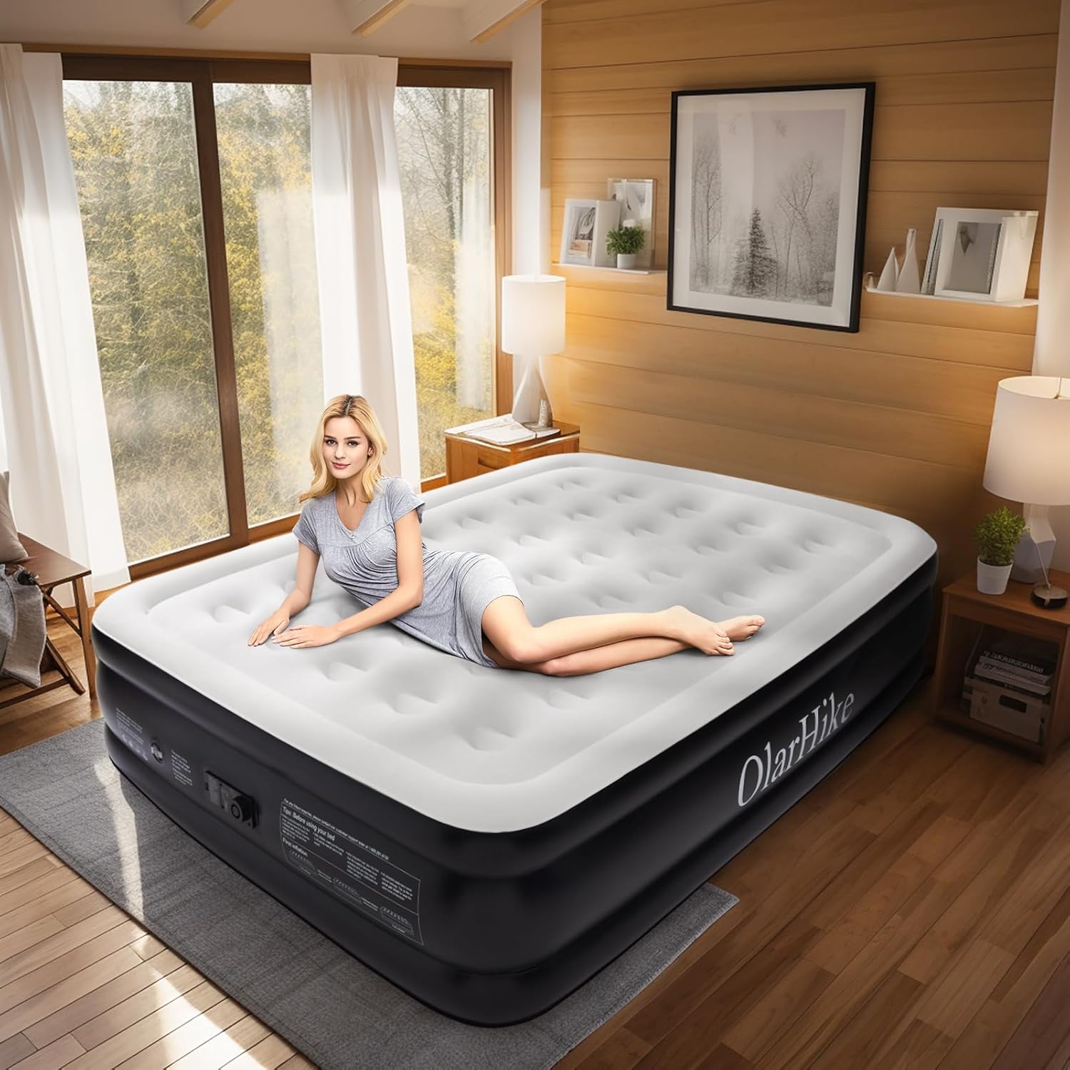 OlarHike air mattress with builtin electric pump, air bed, self