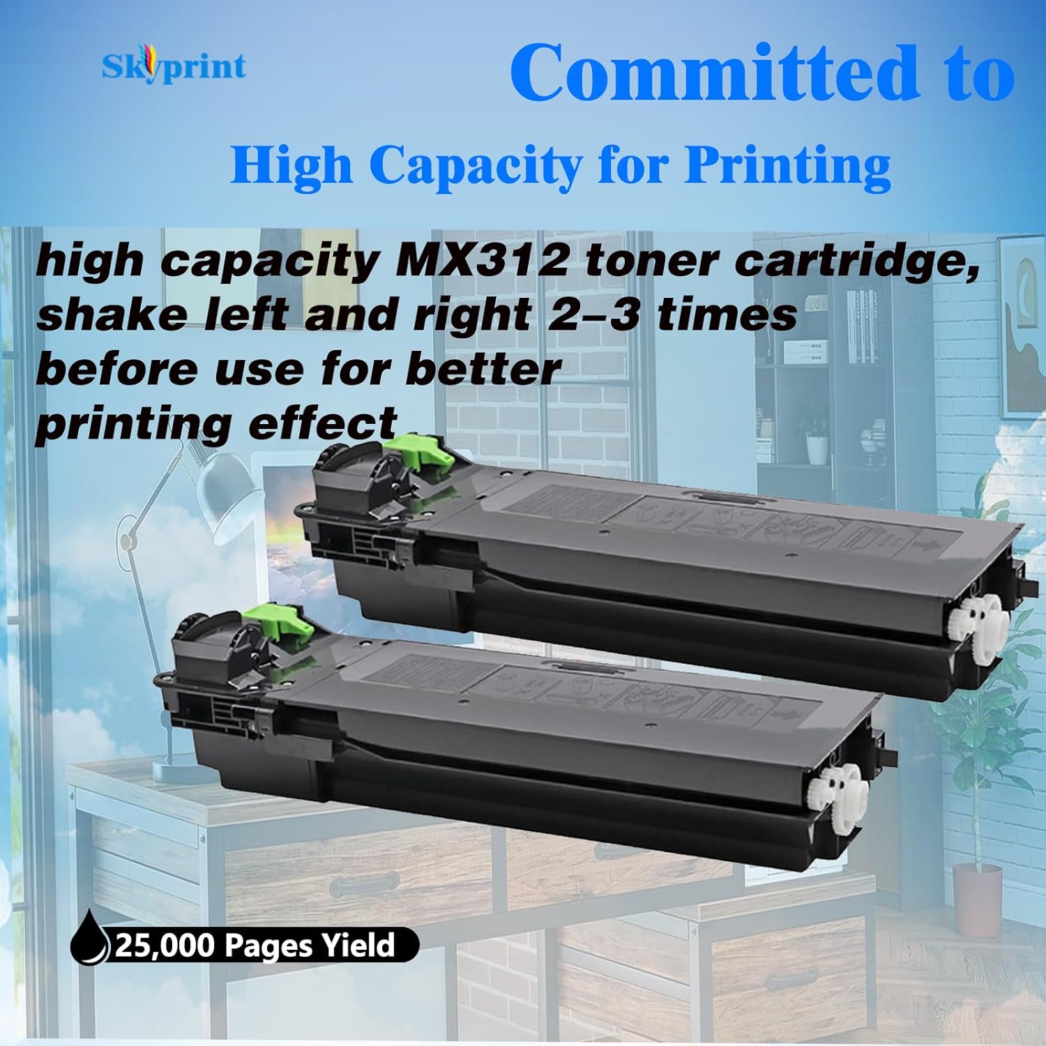 SkyPrint MX 312NT TMX312NT Toner Cartridge High Yield Black Compatible for Sharp MX-312NT Toner for Sharp MX-M260 MX-M264N MX-M310 MX-M314N MX-M354N Printer 2-Pack