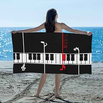 ミュージシャン CDL Beach Towel Amazon.com: feelacle Music Notes Piano Sand Free Beach Towel