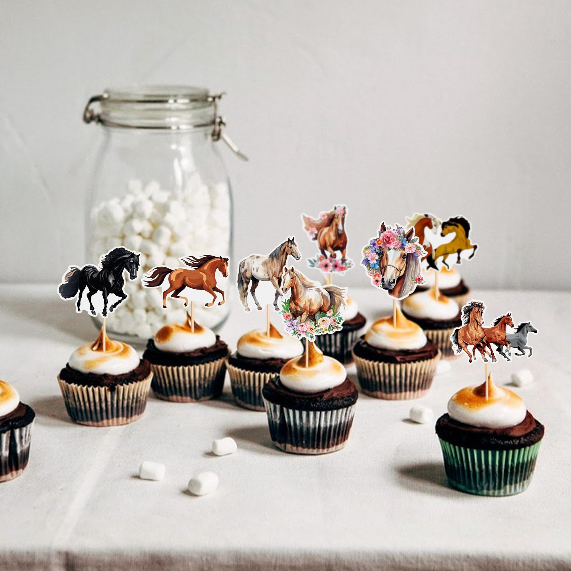 40 Pack Horse Cupcake Toppers Animal Horse Investec Derby Day Cupcake Picks Racing Party Theme Baby Shower Equestrian Party Decorations Supplies