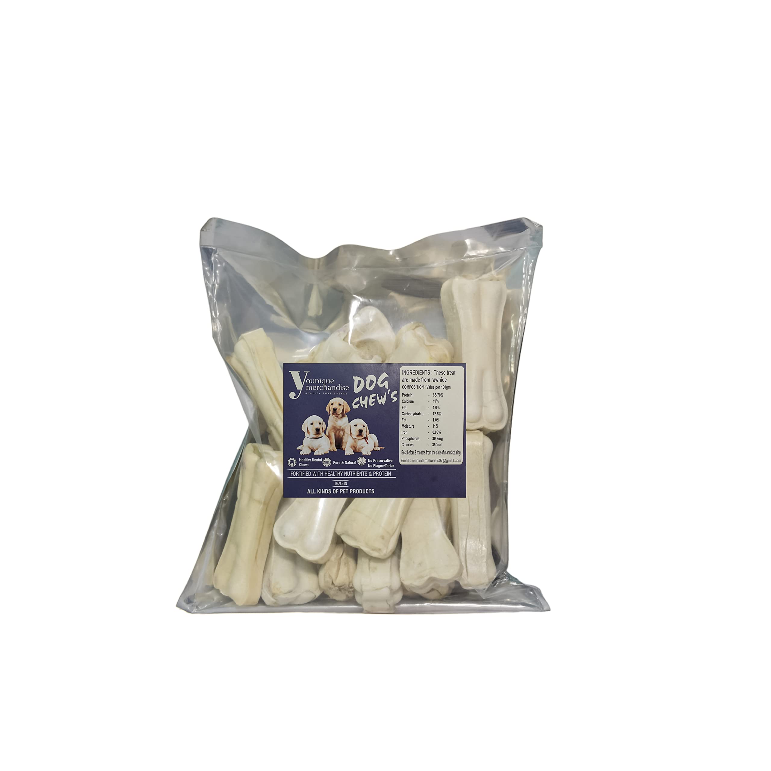 YOUNIQUE MERCHANDISE 3 Inch Rawhide Calcium Pressed Dog Chew Long Lasting Bone for Dogs Makes Teeth and Gums Healthy (Pack of 5) (B0CW19YWKR) Amazon Price History, Amazon Price Tracker