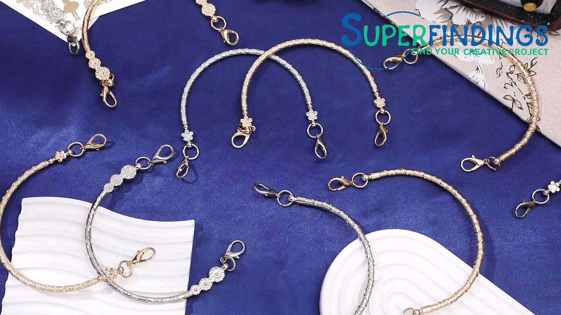 SUPERFINDINGS 4 Manici Per Borsa In Metallo A Semicerchio Con Motivo Floreale - Oro Chiaro E Platino