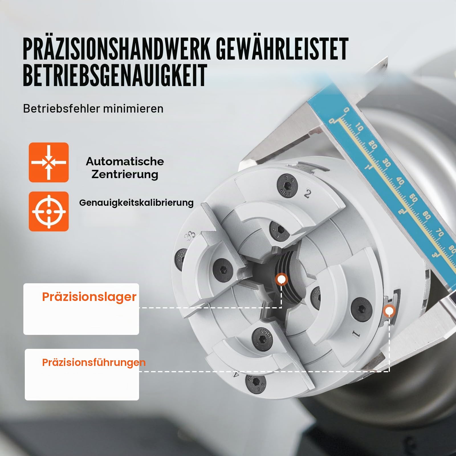 VEVOR KP96 Drehbankfutter 4-Backen φ96mm Backenfutter aus 45# Klemmbereich 32–70mm Spannfutter-Innengewinde M33 x 3,5 TPI Drehbank Ausrichtungsgenauigkeit ≤0,3mm Drechselfutter Drehmaschinenfutter