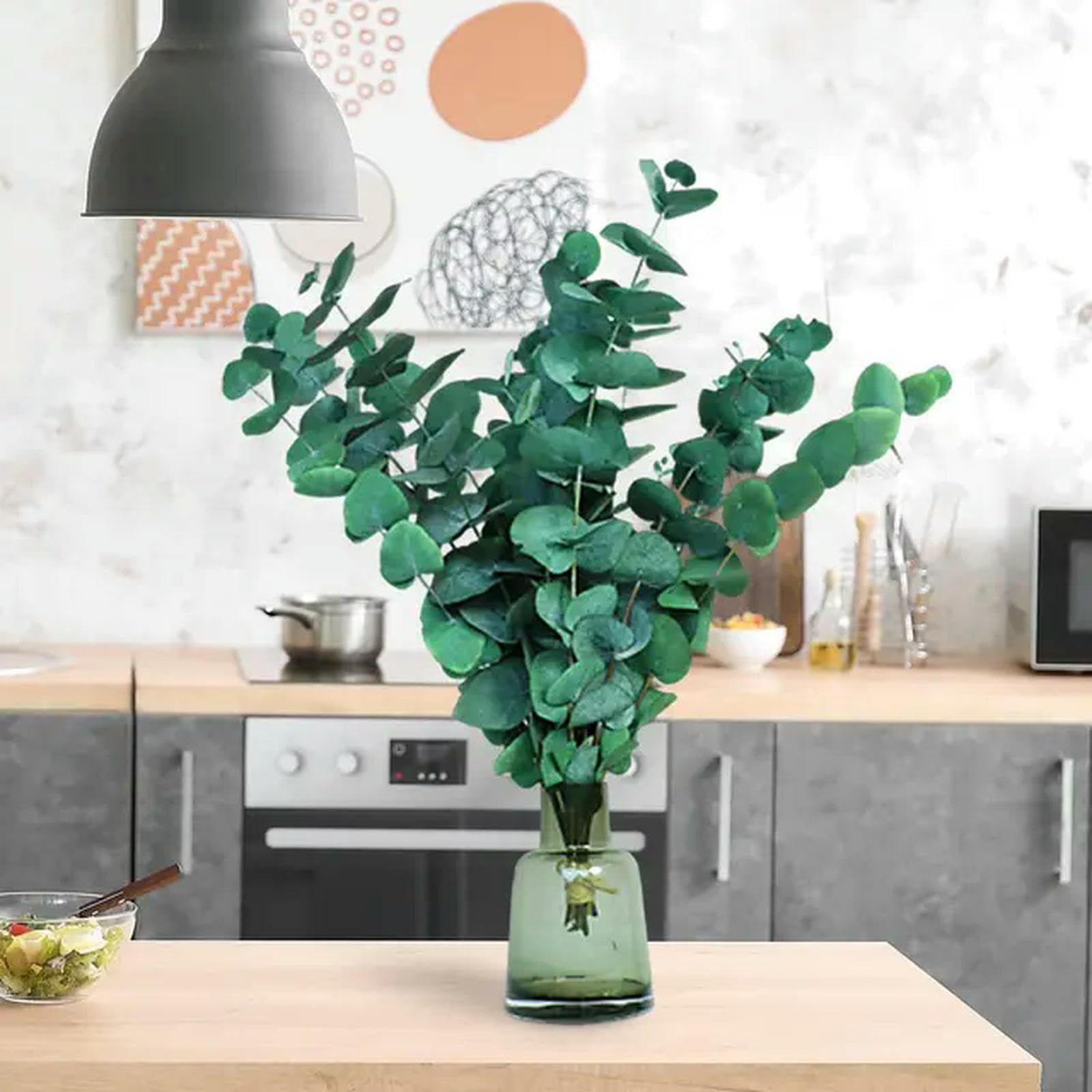Ebold 5Pcs No Vase Dried Preserved Eucalyptus Large Leaf Stems,Real Fresh Blue Eucalyptus Bundle Dried Flowers For Shower,Floral,Wedding,Home Decor
