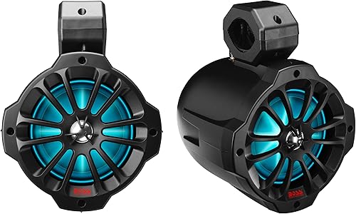 BOSS Audio Systems B62RGB ATV UTV Marine Boat Stereo 6.5 pulgadas Wake Tower Altavoces  IPX5 Resistente a la intemperie, Bluetooth, amplificador