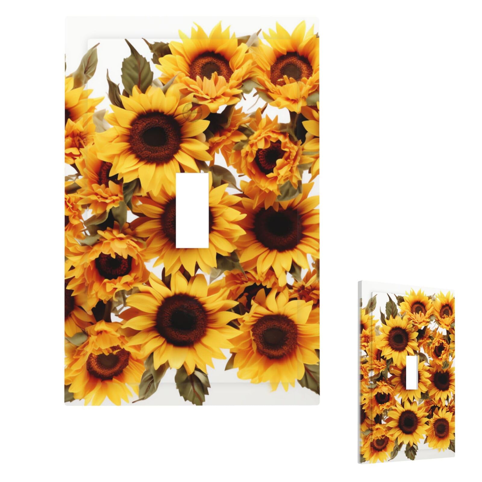 Beautiful Sunflowers Wall Plate Cover Single Toggle, Modern Decorative Light Switch Cover Unbreakable Receptacle Outlet Covers for Living Room Bedroom Decor