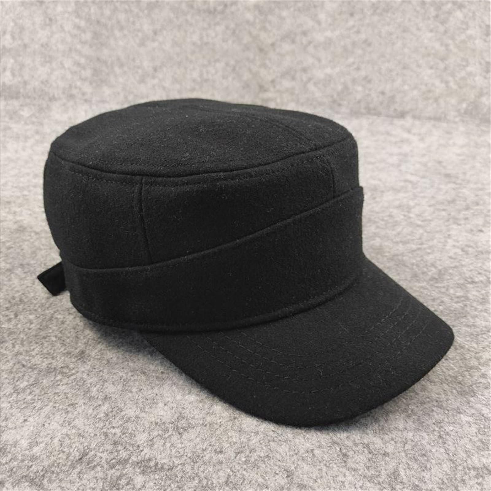 Berretto Militare da Cadetto Berretto Piatto in Tweed con Linguetta D'Anatra, approfondimento e Ispessimento, Sigillo Completo per Abbigliamento da Esterno