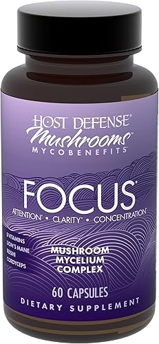 Host Defense MycoBenefits Focus Capsules  Suplemento de hongos para apoyo a la salud cerebral  Ayuda de función neurológica para adultos  Incluye