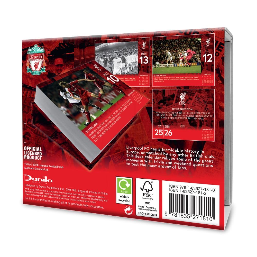 Liverpool FC Desk Block Calendar 2025: Original Danilo-Tagesabreißkalender [Kalendar]