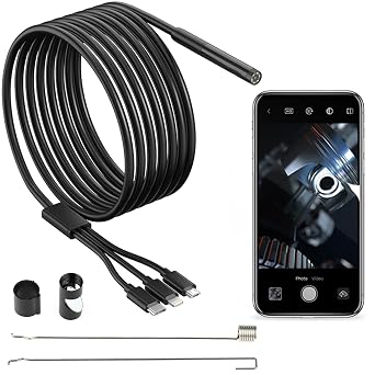 Endoscope Camera with Light, 7.9mm 3 in 1 USB Snake Camera, Waterproof IP67 Wireless Endoscope, Wi-Fi Industrial Borescope with 6 LED Lights, Inspection Camera for OTG Android,iOS, iPhone