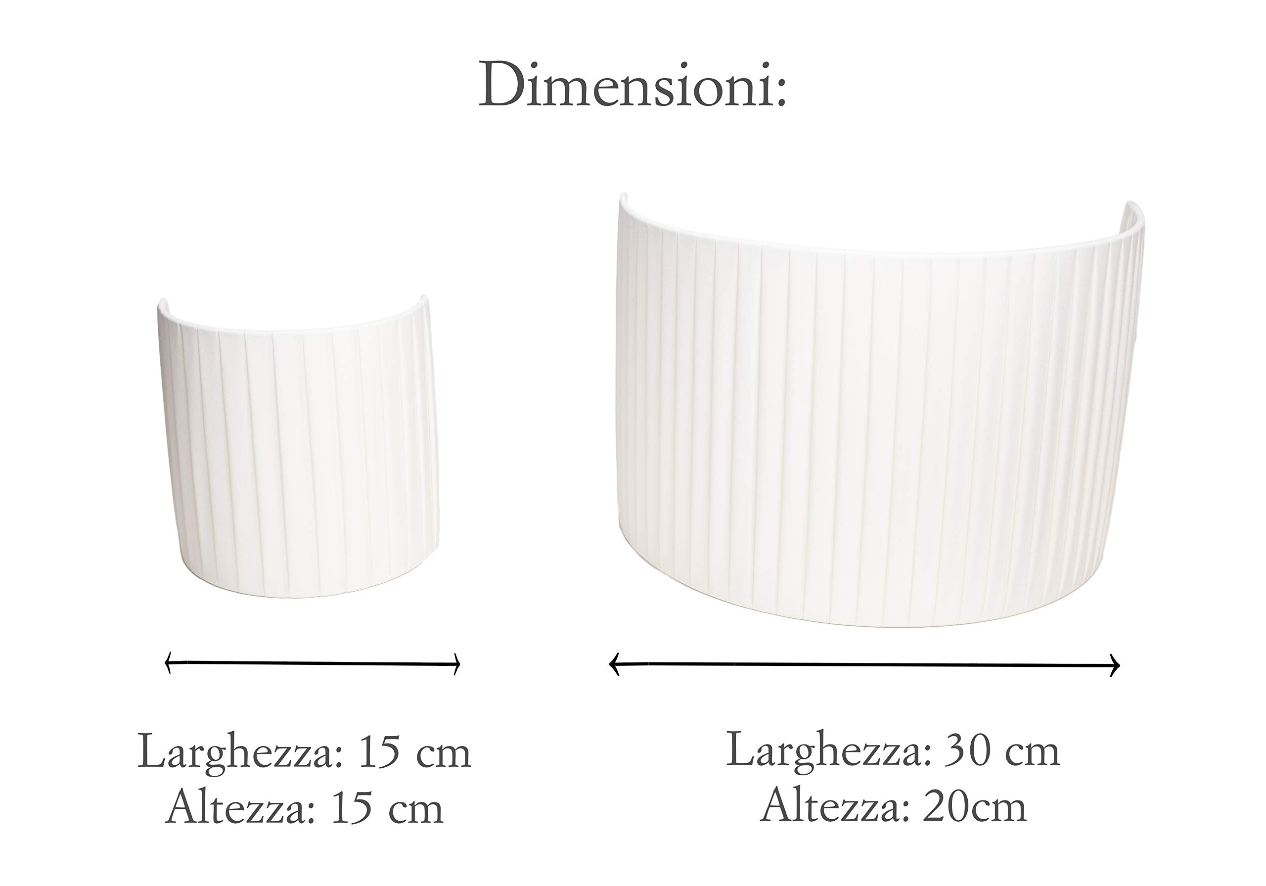 Paralume Ventolina in tessuto per lampada e applique da parete fatto interamente a mano in 2 misure e 12 colori (Nero, 15 cm (attacco E14))
