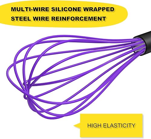 Miniatura 11 de NileHome Juego de batidor de acero inoxidable de 8 pulgadas, 10 pulgadas, 12 pulgadas, batidor de globos de cocina, batidor de alambre para cocina