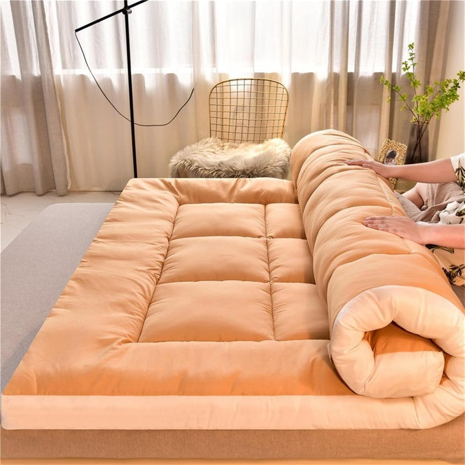 Colchón futón japonés para fiestas de pijamas y uso en el sofá con diseño compacto de 120x200
