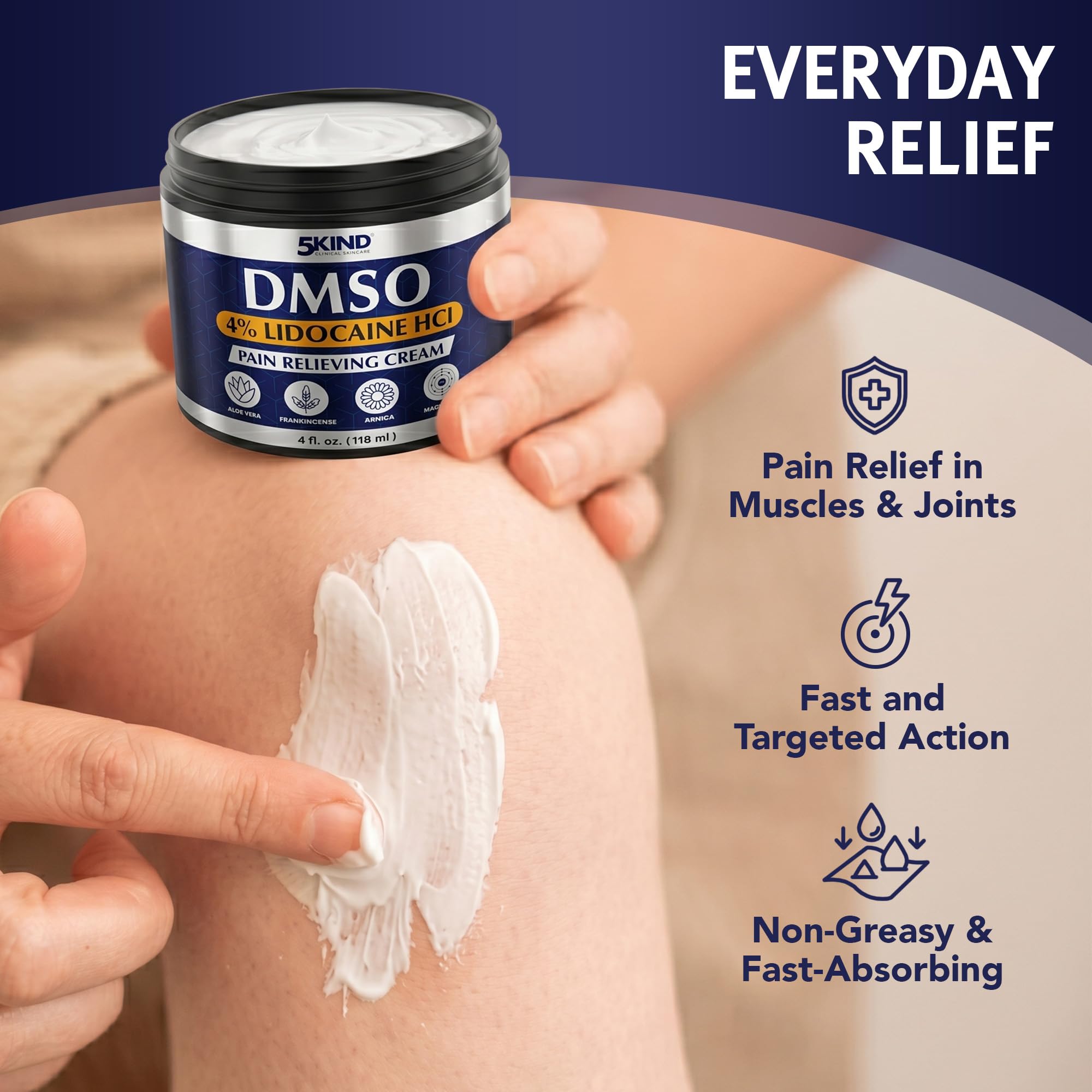 5Kind DMSO Cream with Lidocaine for Pain Relief 4 fl oz - Made in the USA — Amazon image 8
