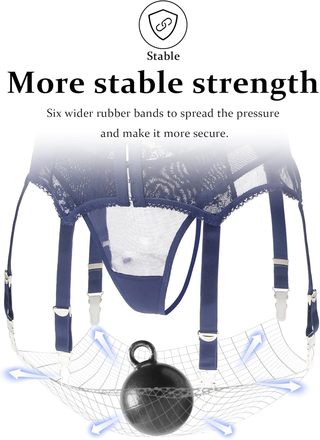 ohyeah Plus Size High Waist Garter Belt Set Lace Mesh Suspender Belt with 6 Vintage Metal Clip for Stockings - Image 5