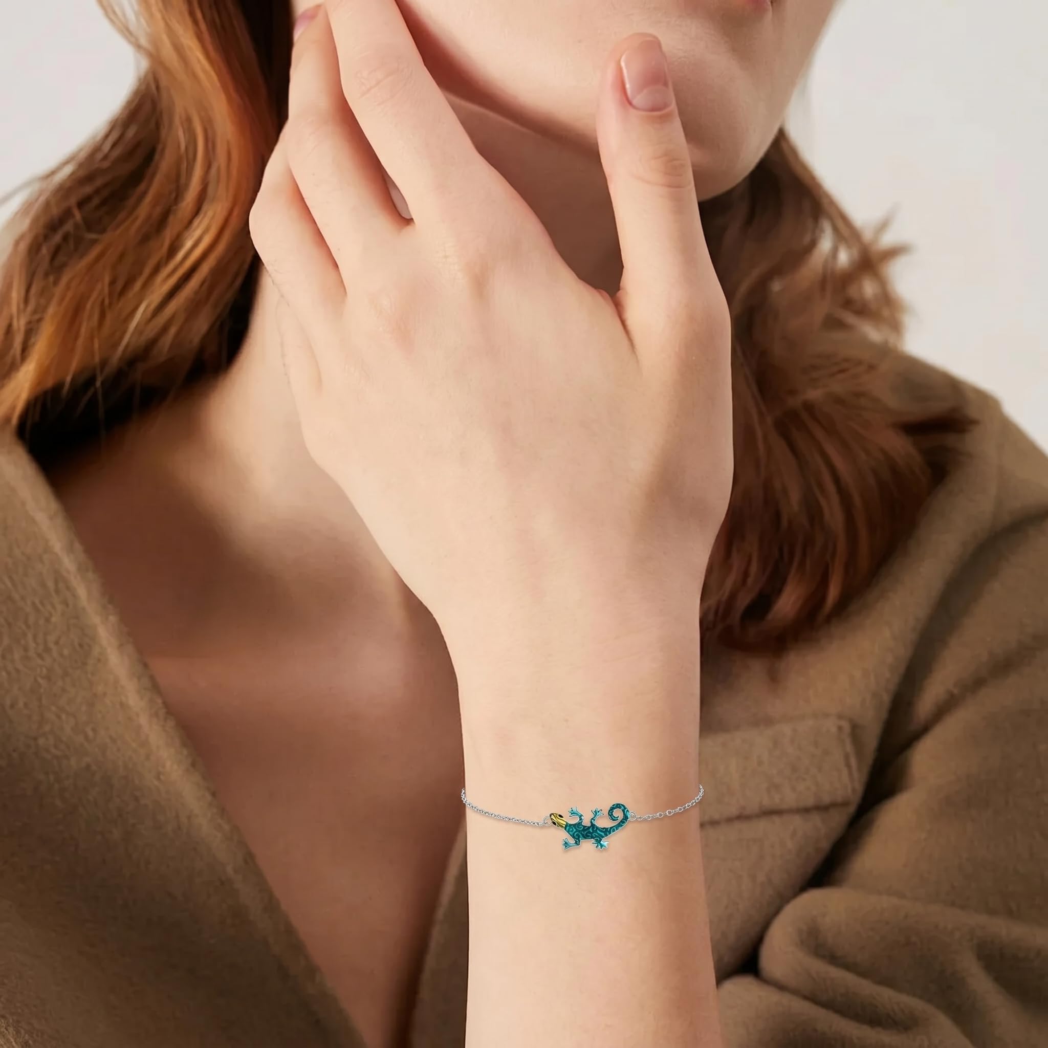 URONE Eidechsen Armband aus Sterlingsilber Armband mit Gecko Anhänger Tierschmuck als Geschenk für Damen