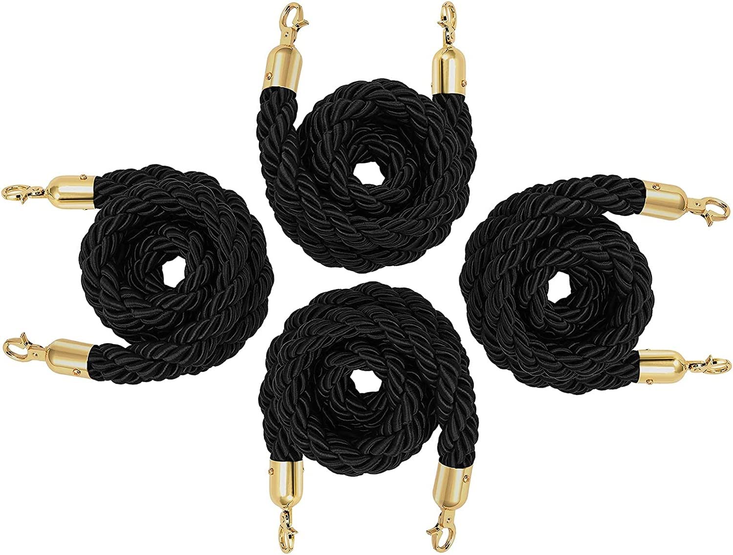 Corde VIP suspendue, corde de file d'attente torsadée, tressée en chanvre avec crochet, barrière(4 Pack,4m/13ft)