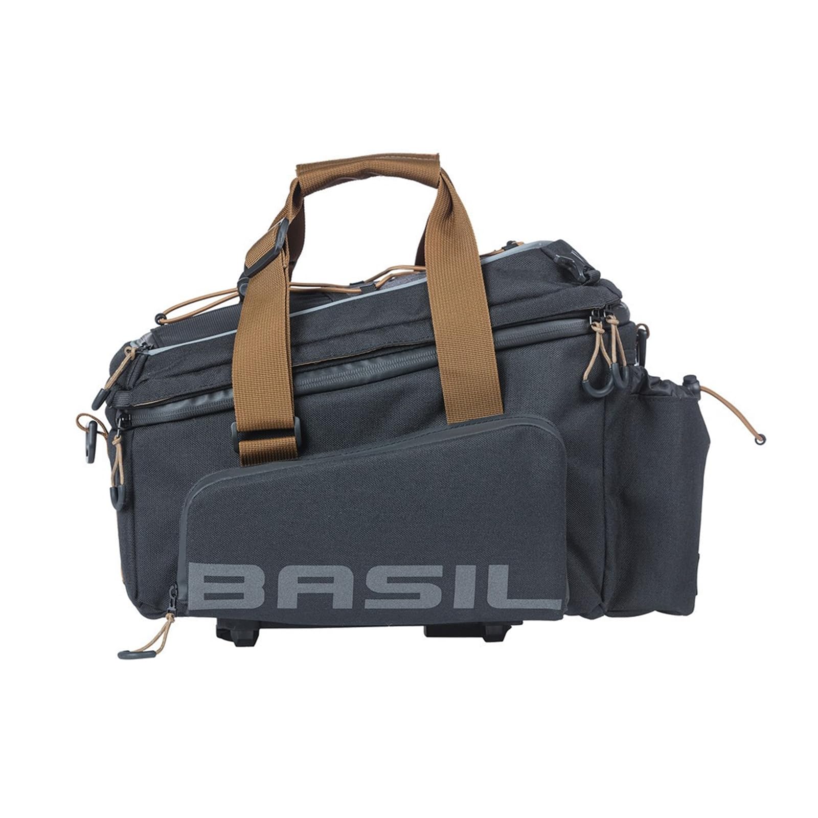 Basil Miles XL Pro MIK Pannier Rack Bag - 9-36L - Waterproof - Includes Lockable MIK System - Ideal for Long Tours - Black/Brown