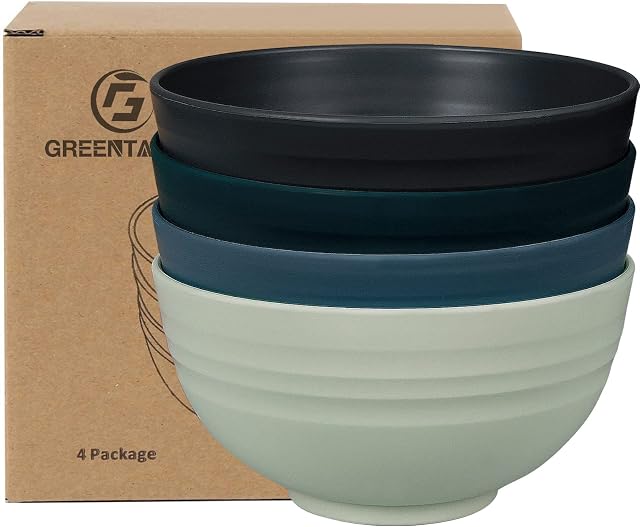 Greentainer Miska na musli/sałatki, 4 sztuki, 700 ml, niepękające miski na owoce, miska na zupę dla dzieci i dorosłych, lekka i nietłukąca