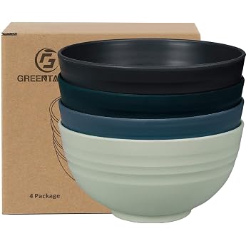 Greentainer Bowl 24 oz cereal bowls/salad bowls 4 x 700 ml unbreakable cereal bowls fruit bowl soup bowl for children and adults lightweight and shatterproof