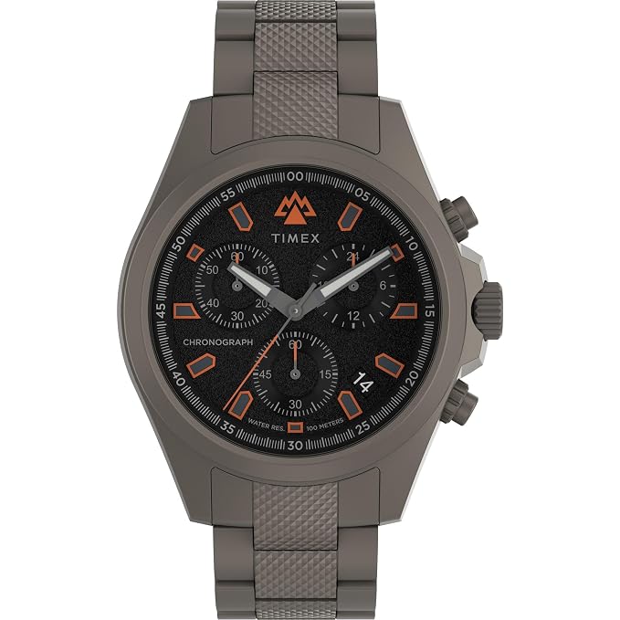 TIMEX Expedition Field Post Analog Watch for man with Black Round Dial & Gunmetal Stainless Steel Bracelet Band Water Resistant Men's Wrist Watches - TW2W45700X6