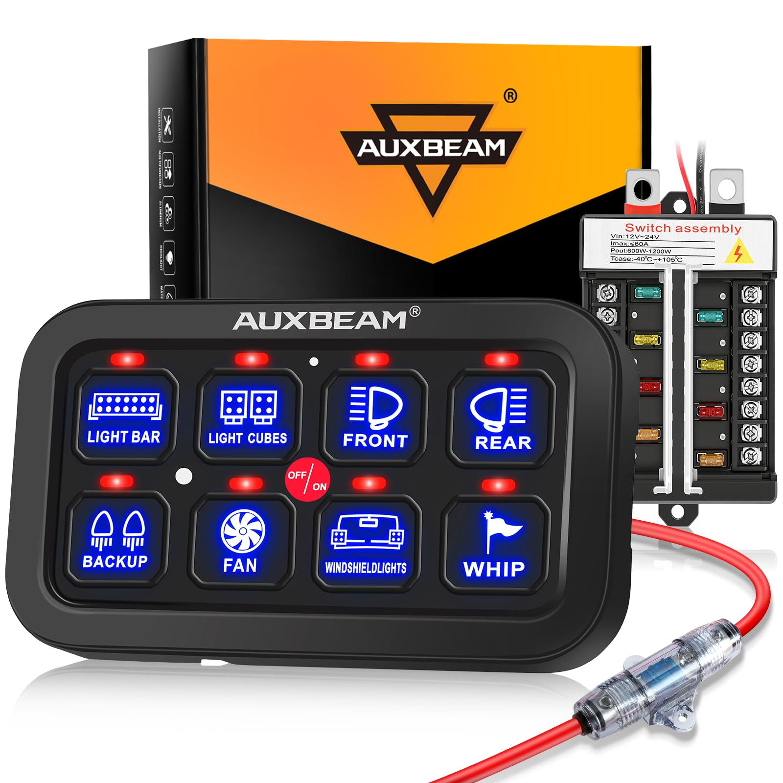 AUXBEAM コントロールスイッチパネル 8GANG 1式 Auxbeam 8 Gang Switch Panel BB80 Universal Circuit Control System