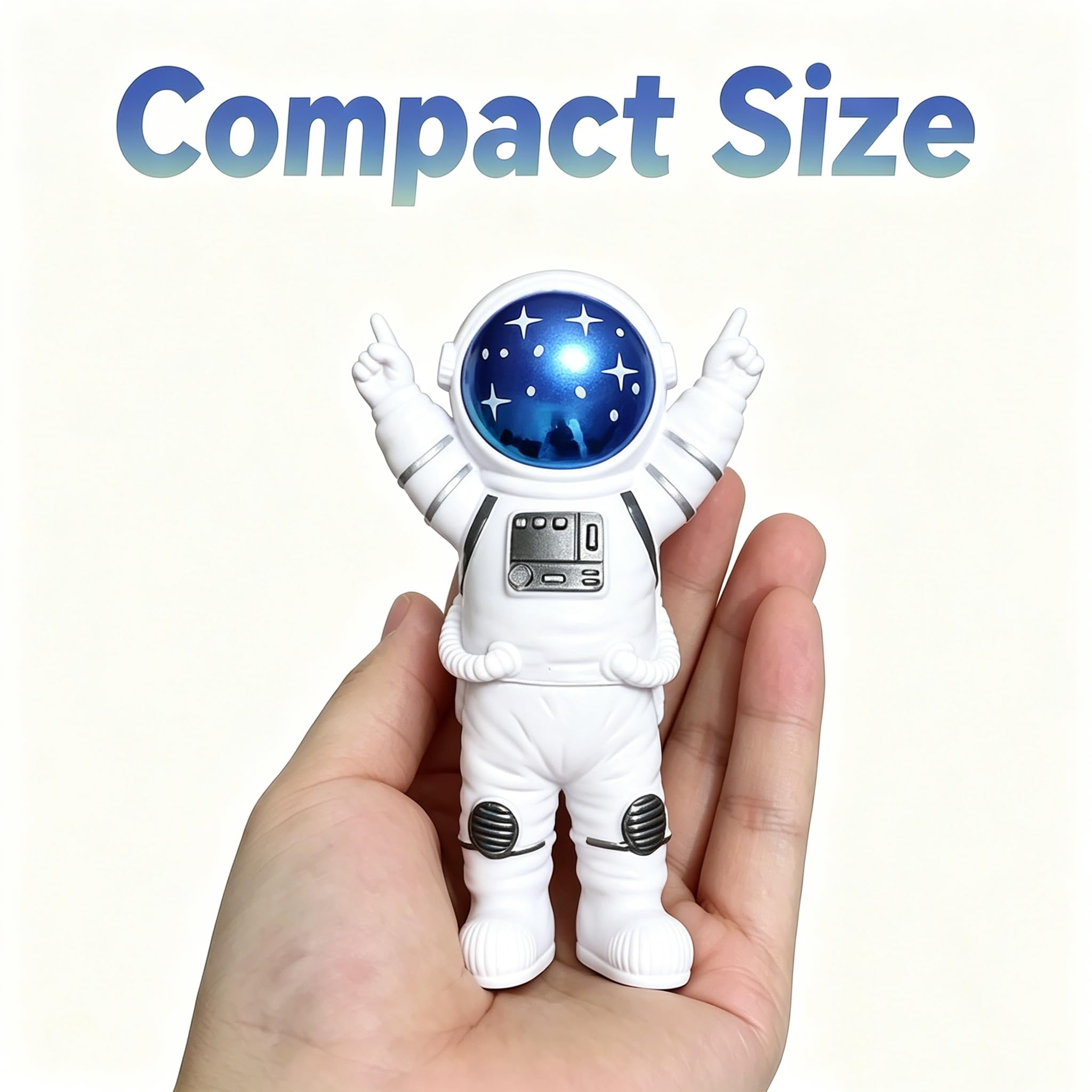 Set di 4 statue di astronauta blu e bianco, scultura astronauta spaziale, decorazione a tema spaziale, decorazione per cameretta dei bambini