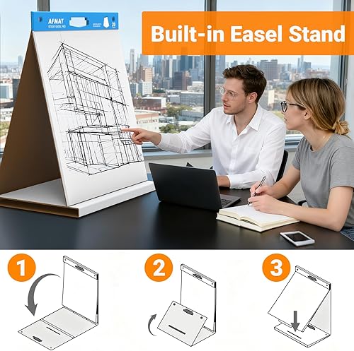 Miniatura 3 de AFMAT Almohadilla de caballete adhesivo de mesa, 20 x 23 pulgadas, soporte de caballete portátil para profesores, súper pegajoso y resistente al