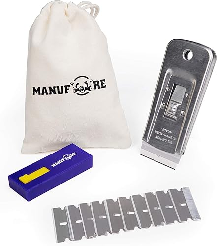 Rascador portátil multiusos de acero inoxidable para limpiar vidrio, estufa, ventana, piso con 10 cuchillas de acero inoxidable