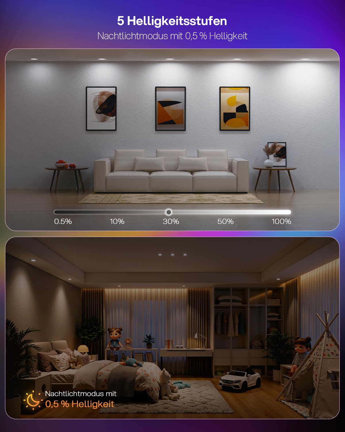DUSKTEC LED Einbaustrahler RGB mit Fernbedienung, LED Spots 230V 3er Set, IP44 Einbauspots Flach Weiß 7 Watt, Deckenspots Dimmbar mit Farbwechsel, Spots Deckenleuchte Bunt, 68mm-85mm Lochmaß