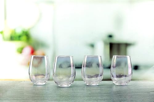 Miniatura 2 de Circleware Radiance - Copas de vino sin tallo, juego de 4 vasos de vidrio para agua, bebidas para bebidas en casa, bebidas para bebidas y bebidas