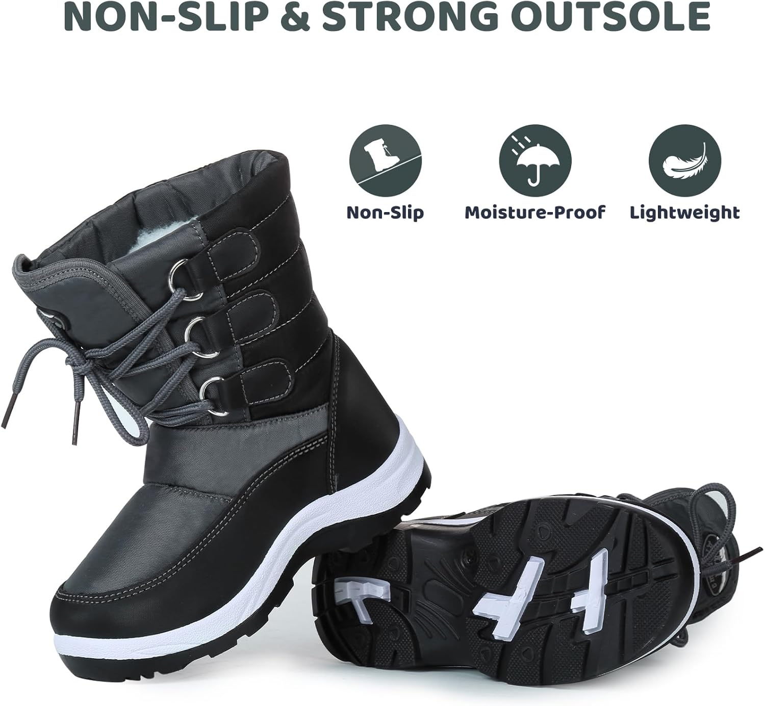 Apakowa Kids Girls Insulated Fur Winter Warm Snow Boots (Toddler/Little Kid)