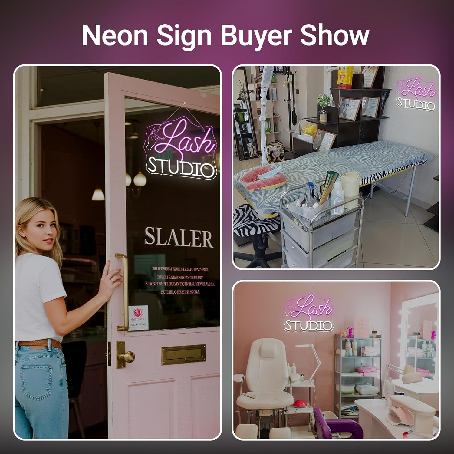 Lash Studio Neon Sign Eyelashes Room Neon Signs For Wall Decor Dimmable Led Light Spa Beauty Makeup Salon Studio Barber Shops Decoration Lash Tech Gifts Usb Powered 14.6" X 7.5" - Image 4