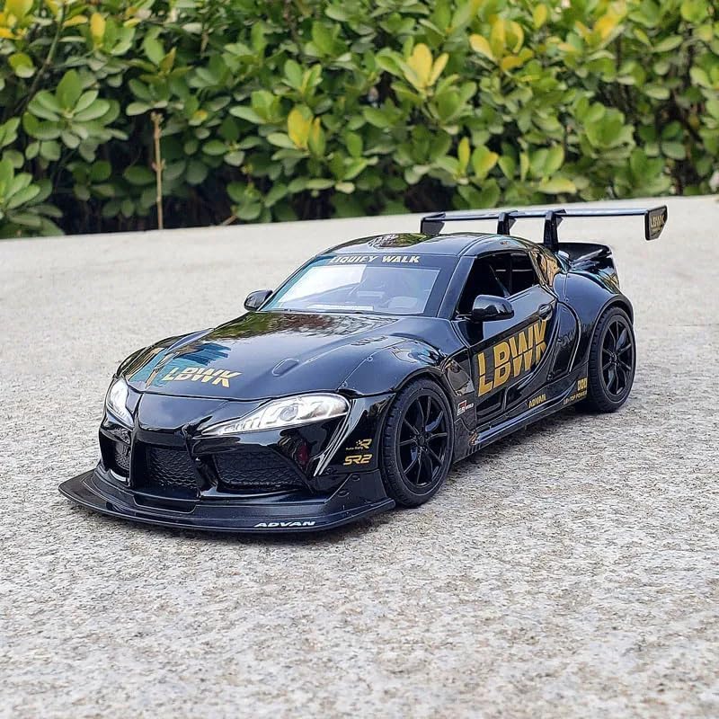 Image of VARIYA ENTERPRISE Exclusive Alloy Metal Pull Back Die-Cast Car Diecast Metal Pullback Toy Car with Openable 6 Doors,Light Music Boys Gifts Toys (1:24 Supra LBWK-Black)