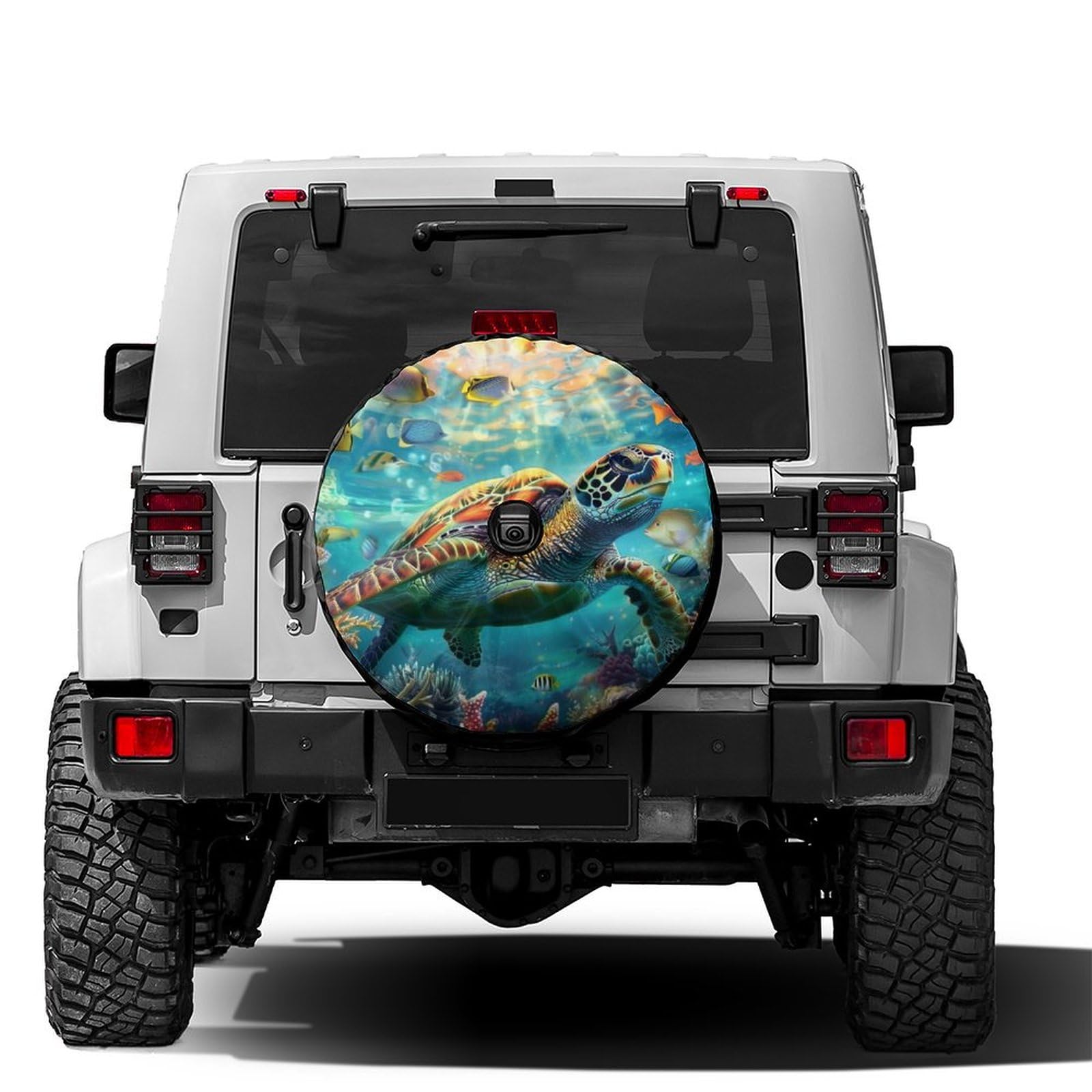 Dujiea Military Tactical Star Spare Tire Cover with Backup Camera Hole, Universal Wheel Tire Cover Tire Protectors for Jeep Trailer RV Van SUV Truck Camper and Many Vehicle 17inch — view 41