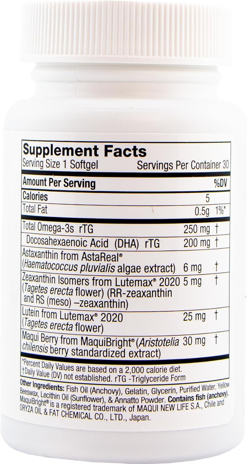 ON3010 Dietary Supplement for Eye Health with Maqui Berry, Astaxanthin, Zeaxanthin, Lutein & DHA | 30 Softgels | Non-GMO, Gluten-Free, Dairy-Free