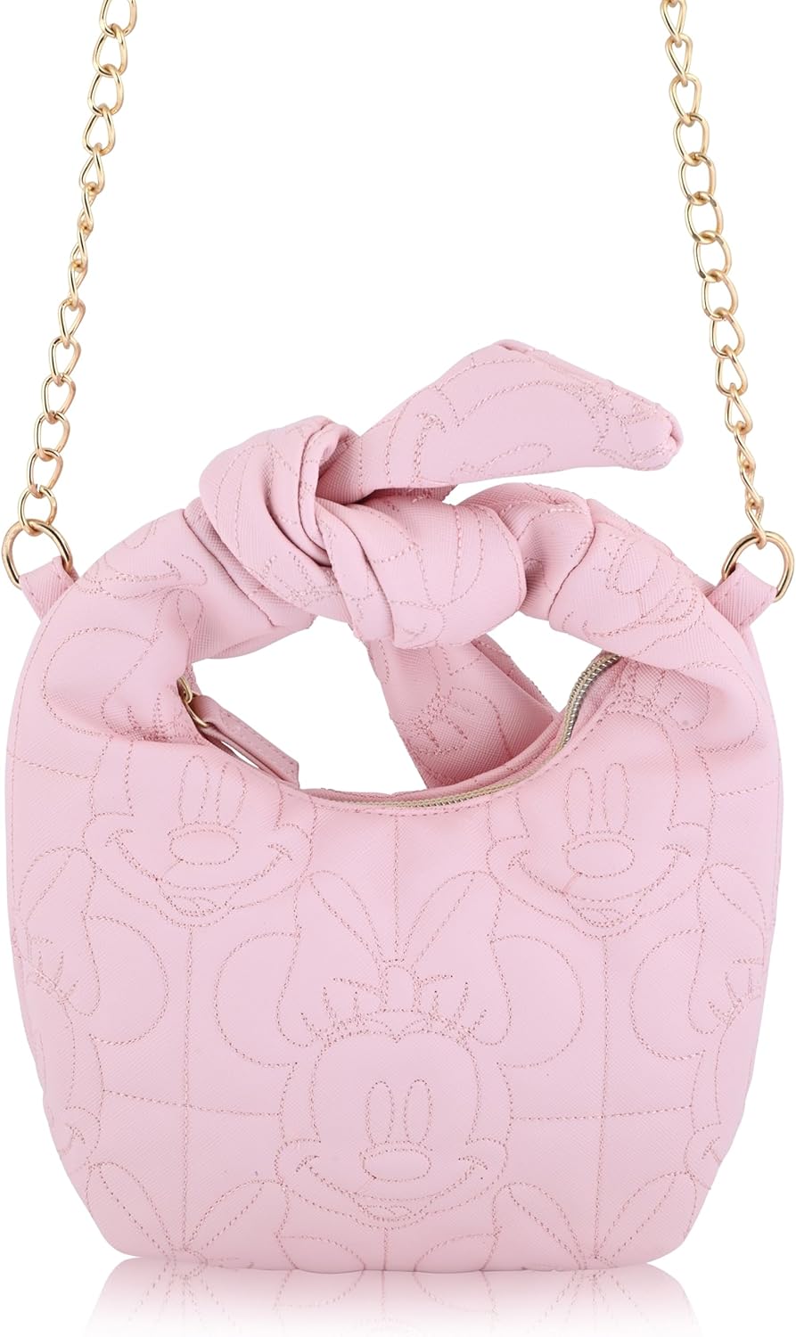 Disney Minnie Mouse Mini Hobo Handbag for Women | Small Quilted PU Shoulder Bag with Detachable Strap & Chain Detail | Minnie Purse, Crossbody Handbag, Lightweight Fashion Tote - Image 4