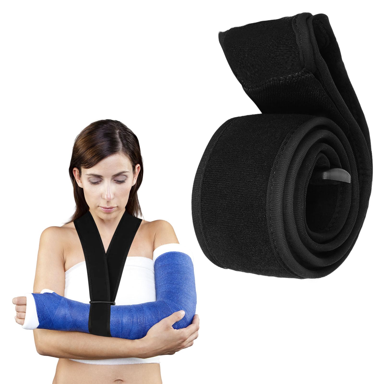 Arm Sling for Shoulder,1 PCS Sling for Arm Support,Adjustable Support Strap,Neck Support Elastic Band,Shoulder Sling,Rotator Cuff Sling,Wrist,Elbow,Arm Sling,Shoulder Strap for Men and Women (Black)