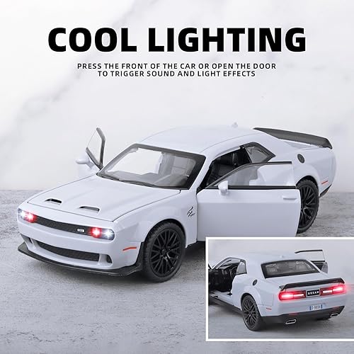 Miniatura 3 de Toy Cars for Kids 132 Challenger Hellcat Die Cast Metal Toy Cars,Pull Back Hellcat CarWith Light and Music Hellcat Toy Car Collectible Model