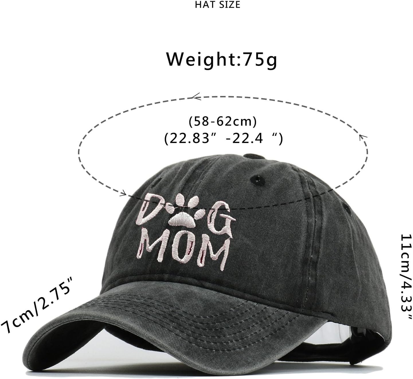 Cappello da baseball ricamato con scritta Dog Mom
