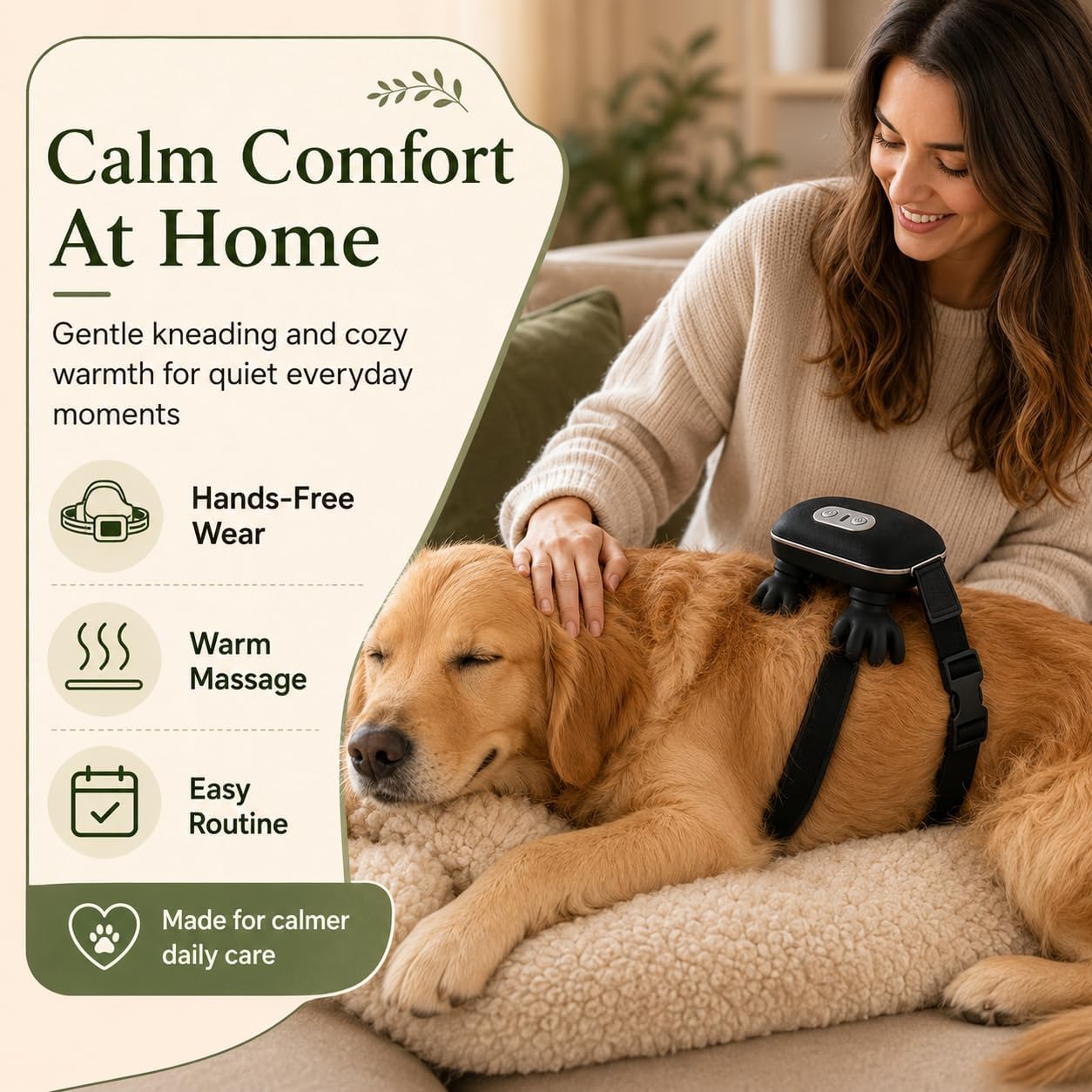 Massaggiatore Cani Portatile, Massaggiatore Elettrico Rilassante Per Animali Funzione Riscaldamento Delicato, Ricarica Wireless Comando Pulsante Singolo, Adatto Cani Gatti (Verde)