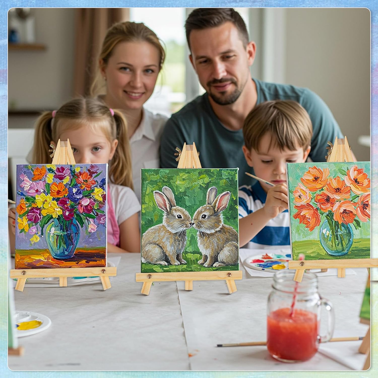 16 Pack 9 Inch Easel for Painting, Wooden Easel Stand Canvas Stand for Sign Table Top Small Art Easel for Artists and Students