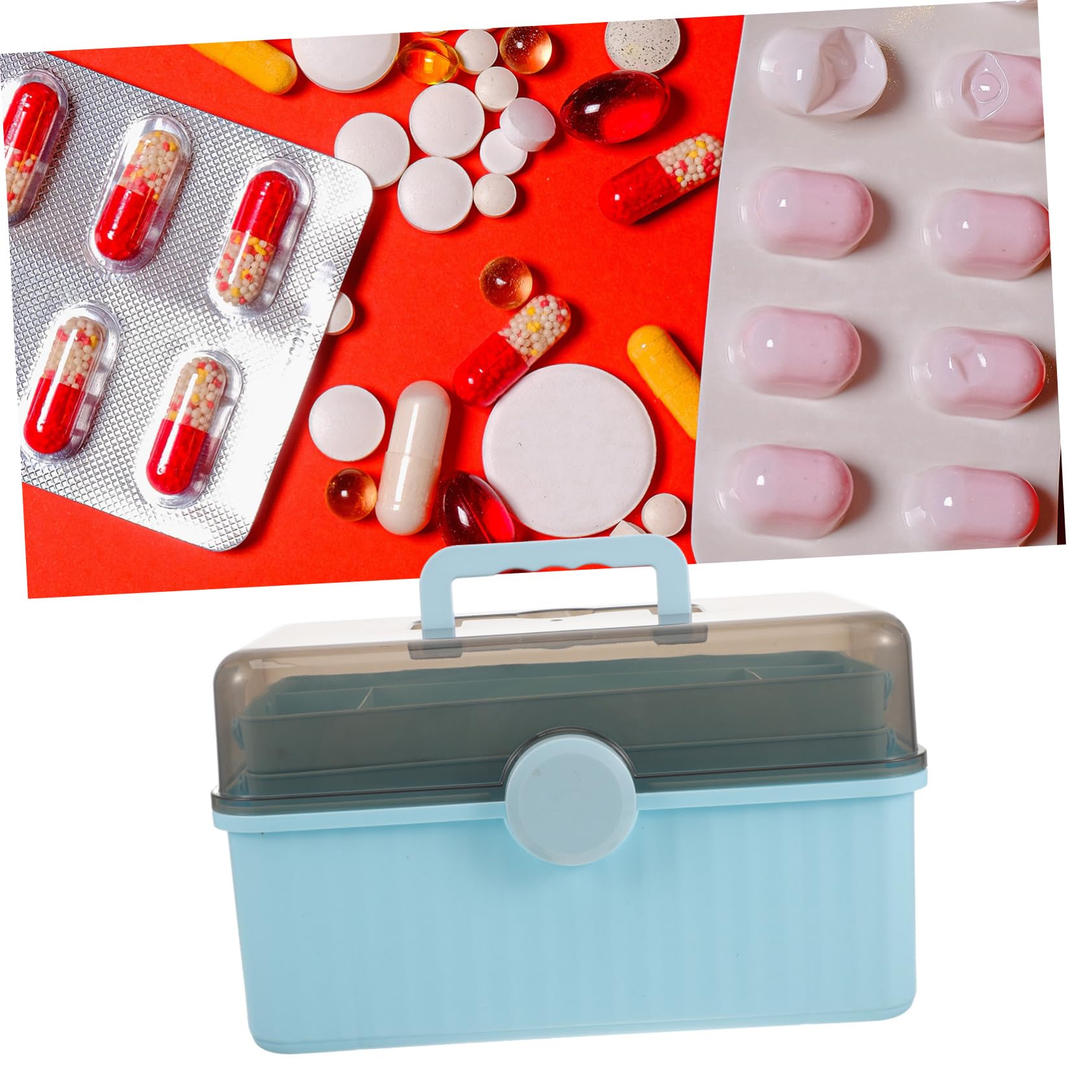 Scatola Multistrato per Medicinali Blu in Plastica Capiente