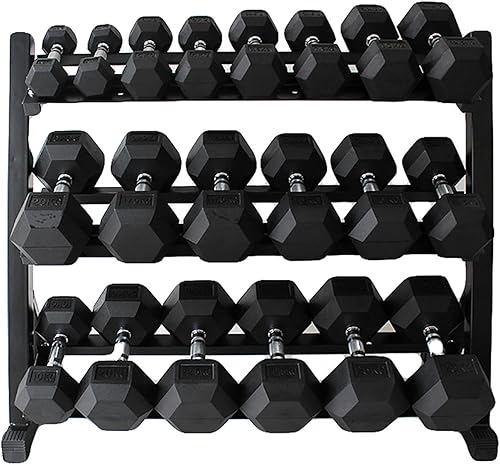 350-550 lbs Rubber Hex Dumbbells with Rack Free Weight for Home Gym, Durable Rubber Dumbbell with Storage,Coated Cast Iron Weight Strength Training