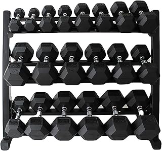 350-550 lbs Rubber Hex Dumbbells with Rack Free Weight for Home Gym, Durable Rubber Dumbbell with Storage,Coated Cast Iron Weight Strength Training Dumb bell Exercise Fitness Equipment