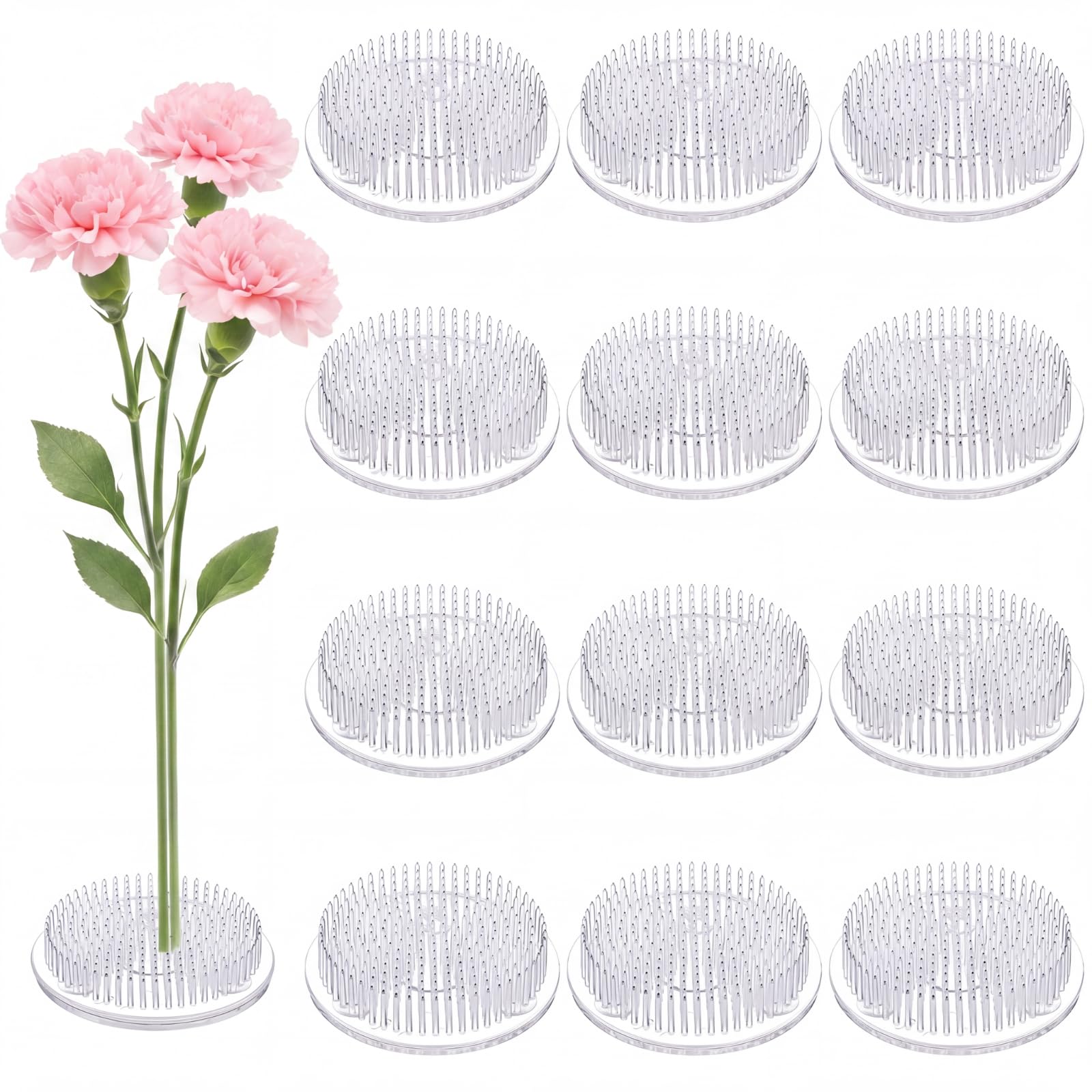 Waydress 12 Pcs 2.8 in Plastic Flower Frogs for Arrangements, Clear