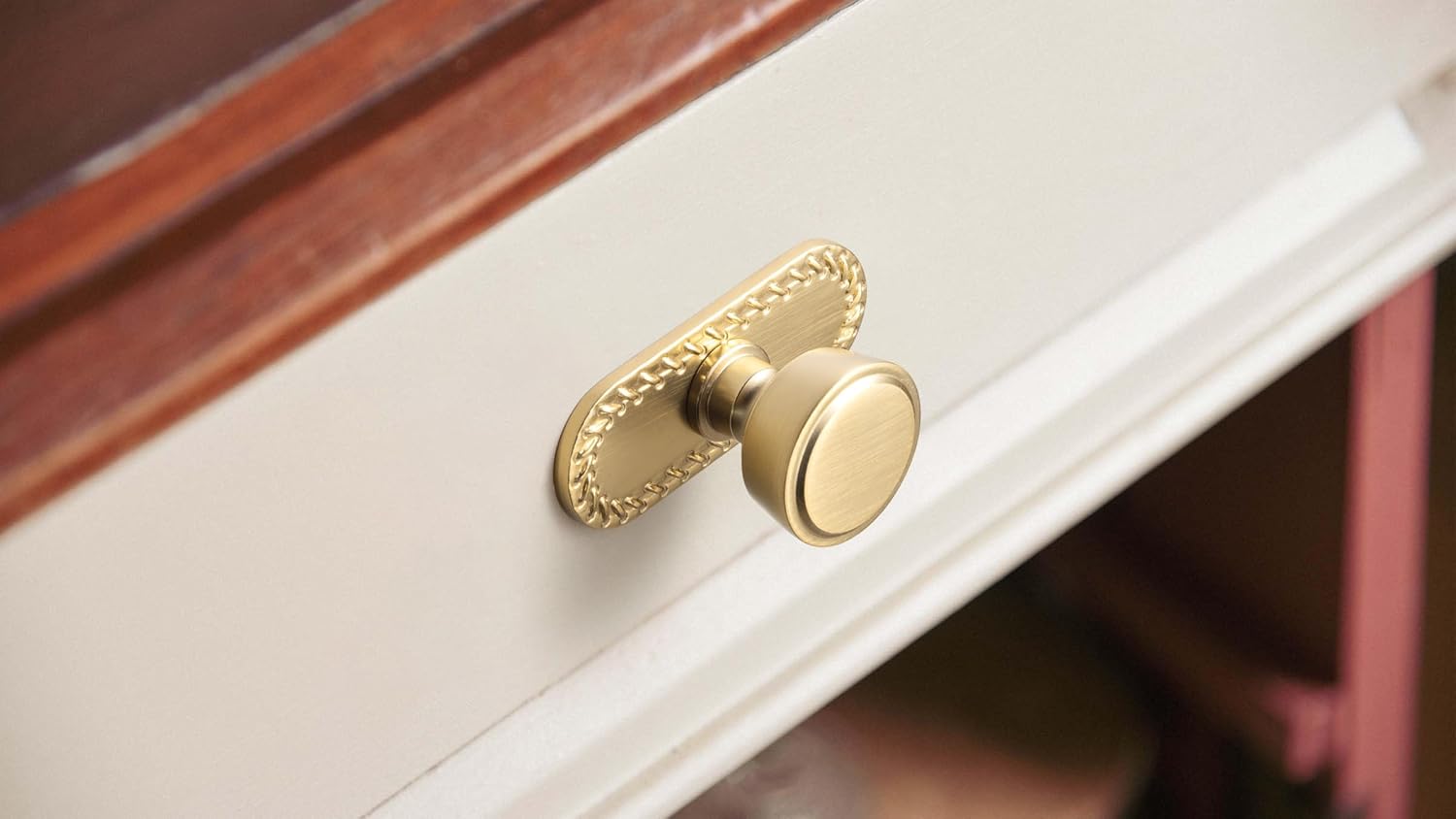 Goo-Ki Champagne Bronze Cabinet Knobs with Backplate Zinc Alloy Kitchen Hardware - 6 Pack Single Hole/Screw Bar Cabinet Pulls Drawer Handles with Spacer