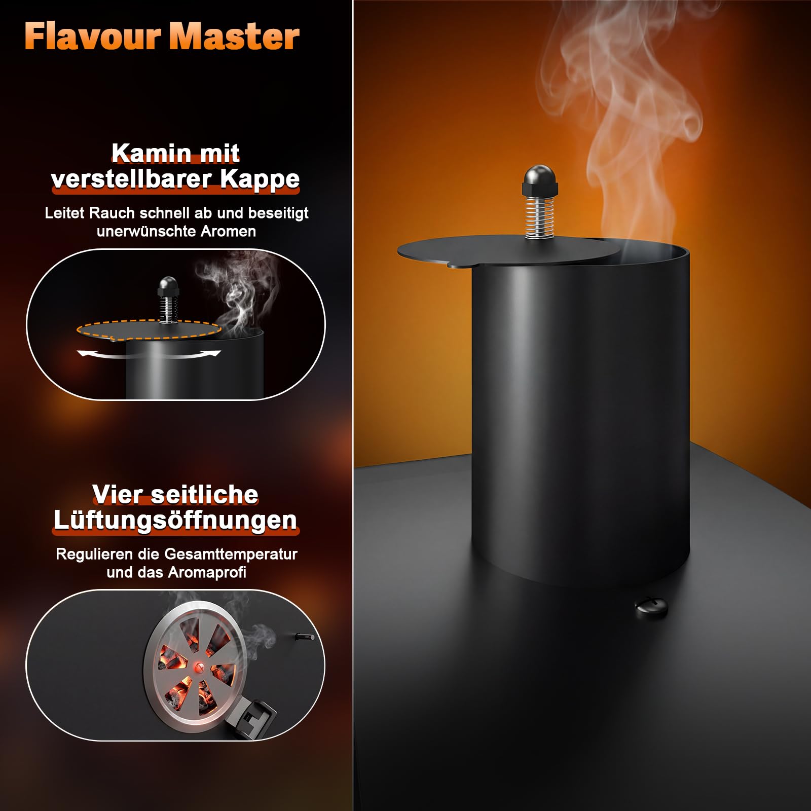 DEVOKO Parrilla de carbón XXL, barbacoas de carbón con tapa, barbacoa grande para balcón, jardín, exterior, barbacoa con parrilla de 71 × 43 cm/termómetro/pinzas para pescado/bandeja para barbacoa