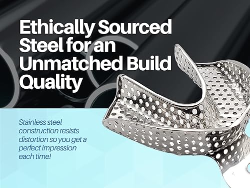 Miniatura 2 de ARTMAN INSTRUMENTS Bandejas de impresión dental – Juego de 10 bandejas perforadas de acero inoxidable (XS, S, M, L, XL) – Duraderas, márgenes